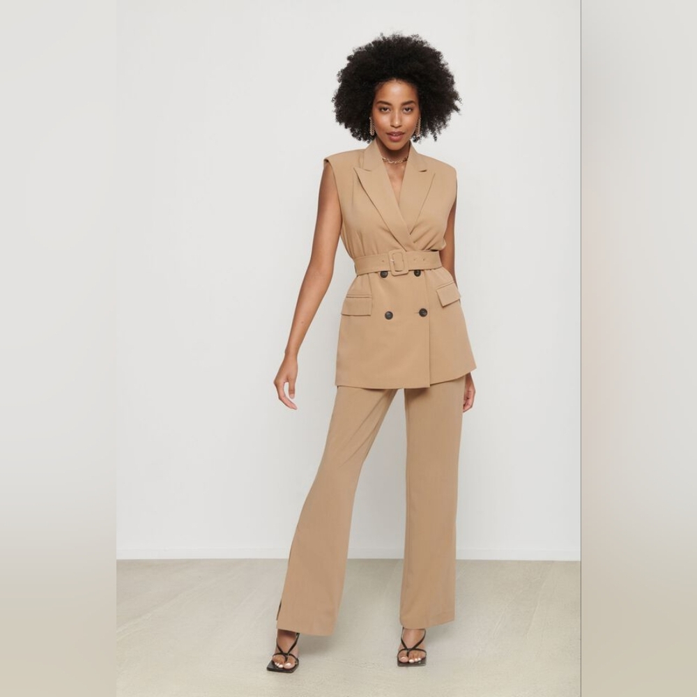 SUIT SET NEUTRAL Dynamite Beige Billie Vest and Trouser OFFICE WORK CORPORATE